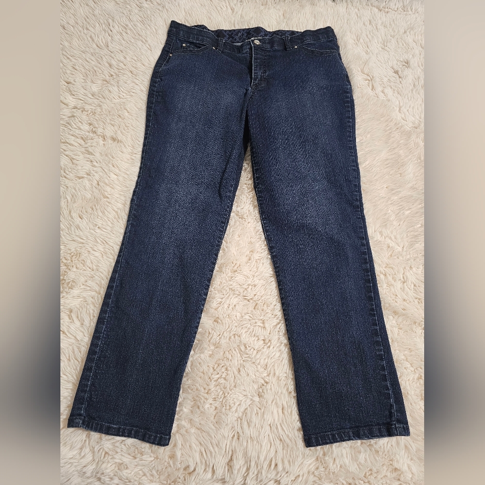 JM Collection Dark Blue Straight Leg Jeans